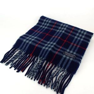 Nwot Burberrys Scarf Cashmere Navy Check Pattern … - image 1